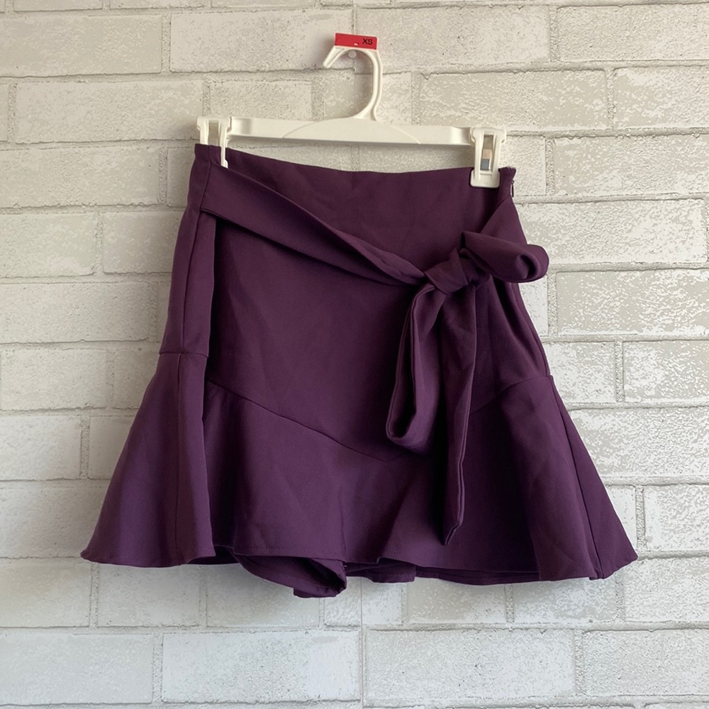 Zara Purple Faux Wrap Mini Skirt